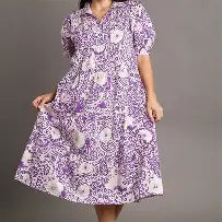 Lavender Vintage Garden Shirt Dress