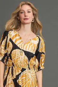 Seashell Print Puff Sleeve Midi Dress