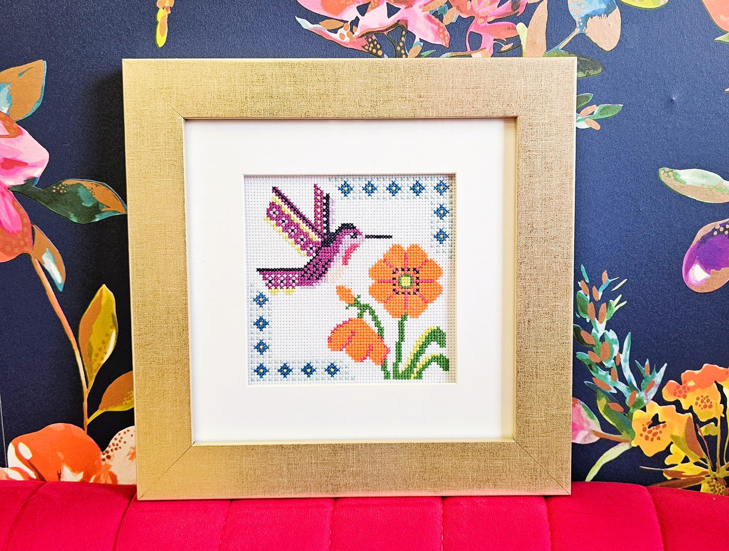 Cross Stitch Kit - Purple Hummingbird