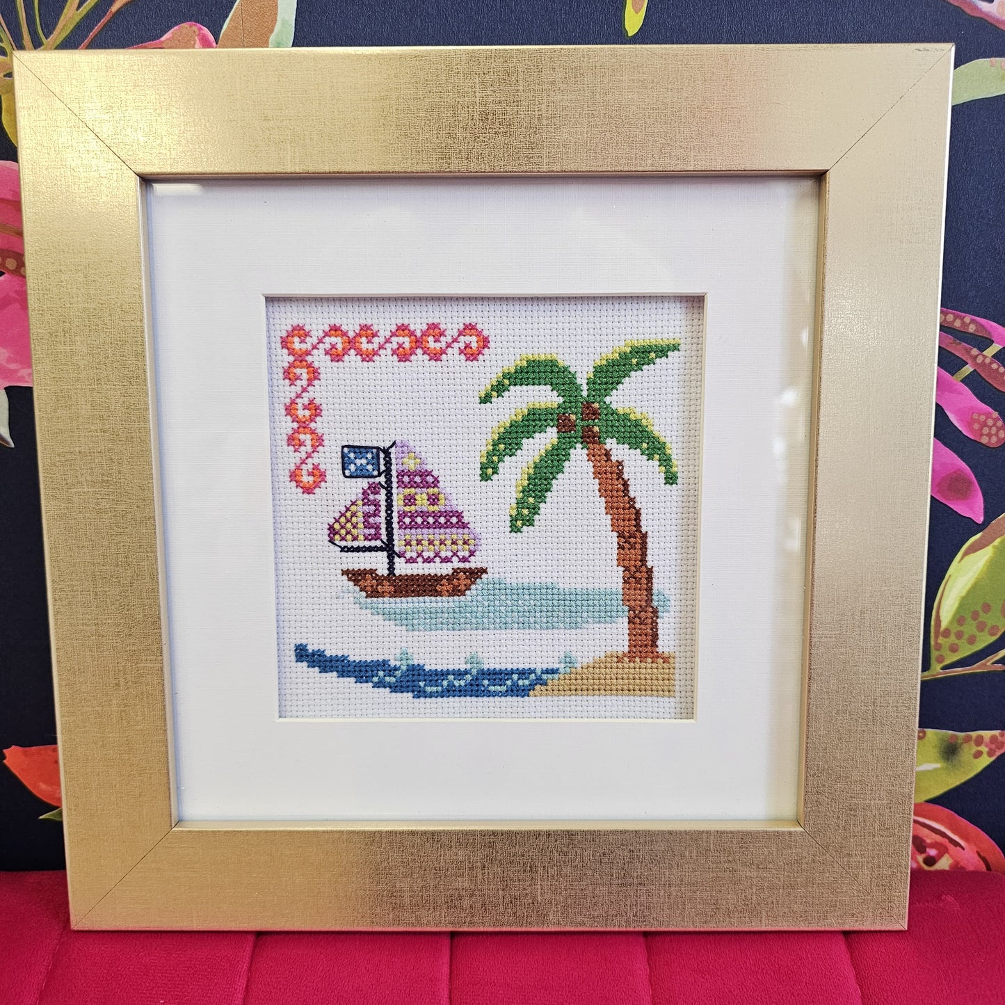 Cross Stitch Kit - Purple Sailboat