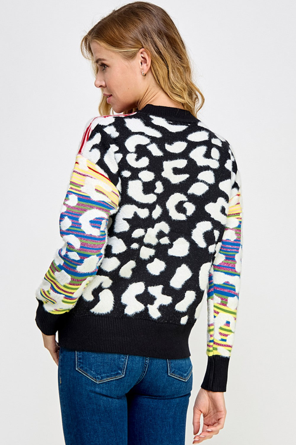 Multi Color Jacquard Sweater Top