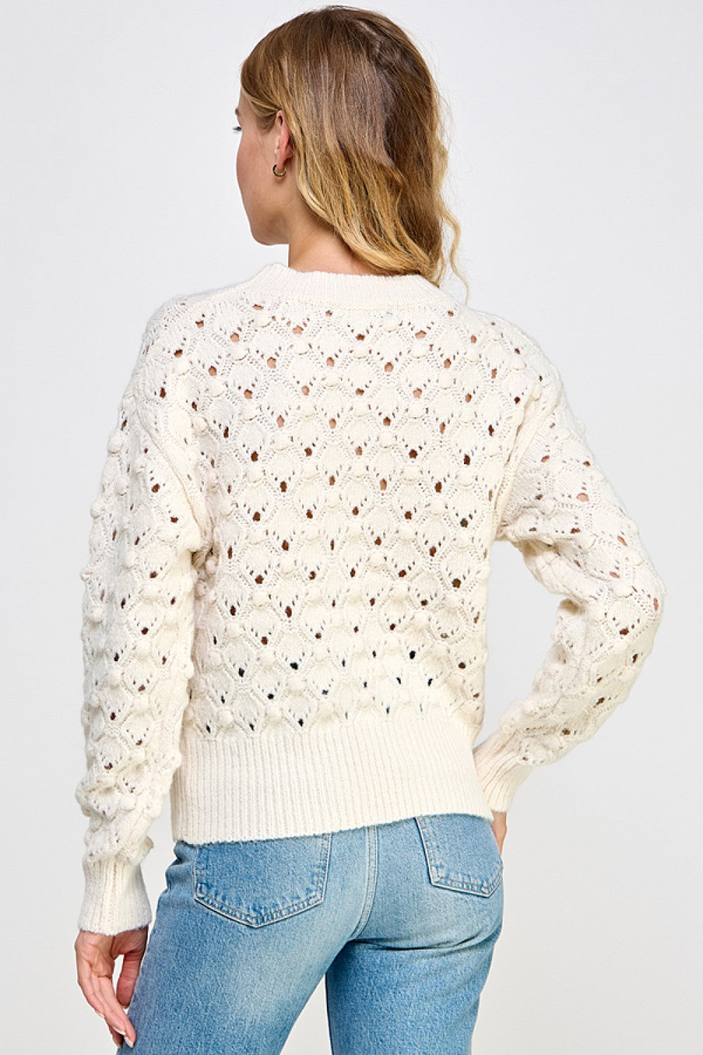 Long Sleeve Pointelle Sweater Top