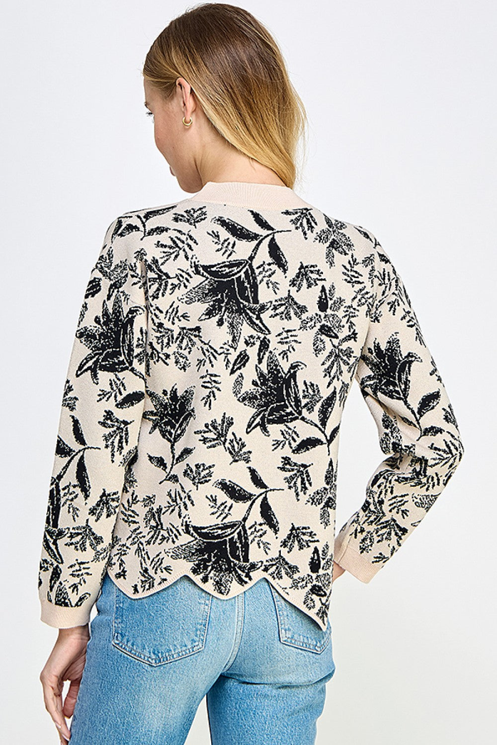 Floral Jacquard Sweater Top