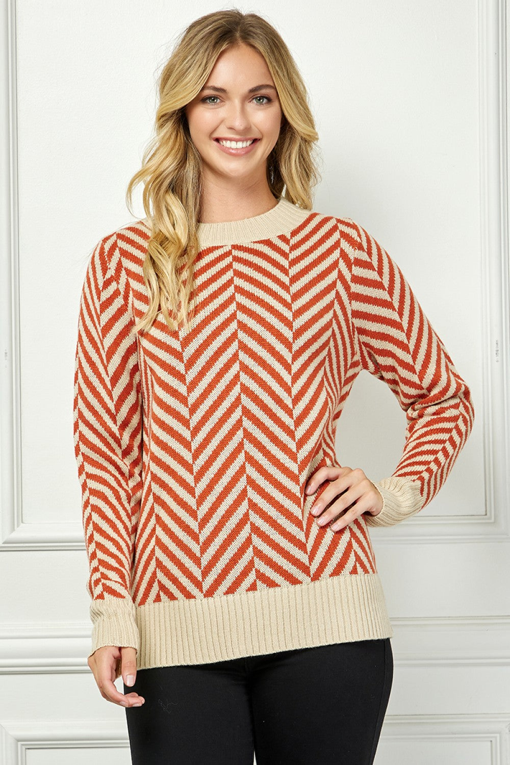 Chevron Pattern Long Sleeve Sweater