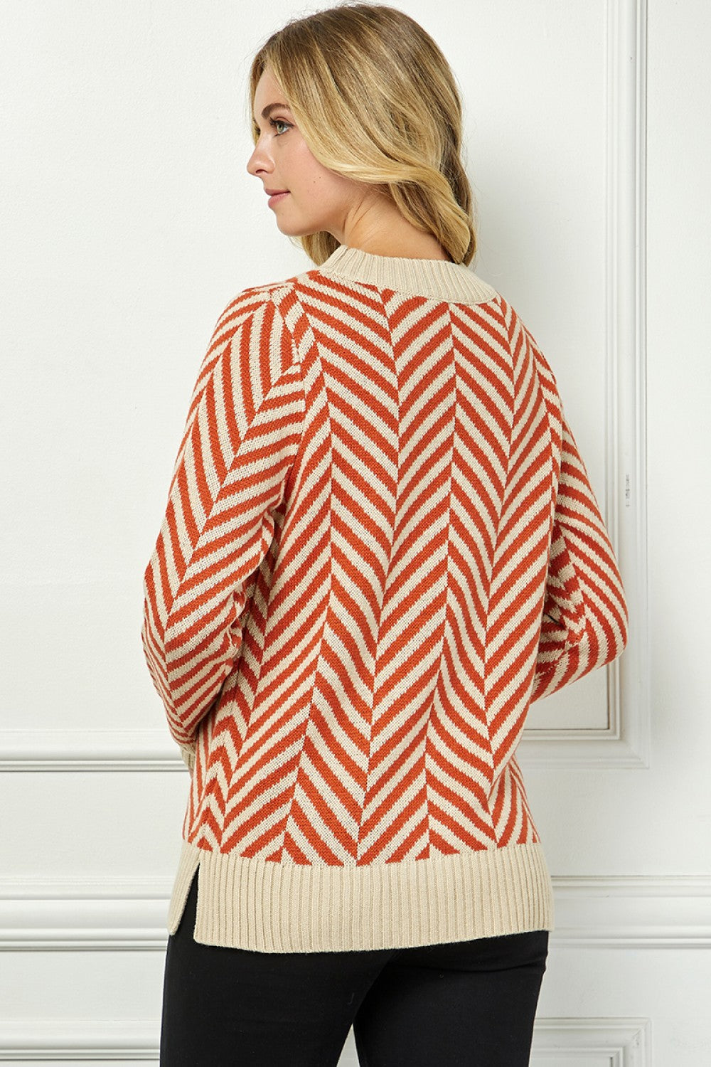 Chevron Pattern Long Sleeve Sweater