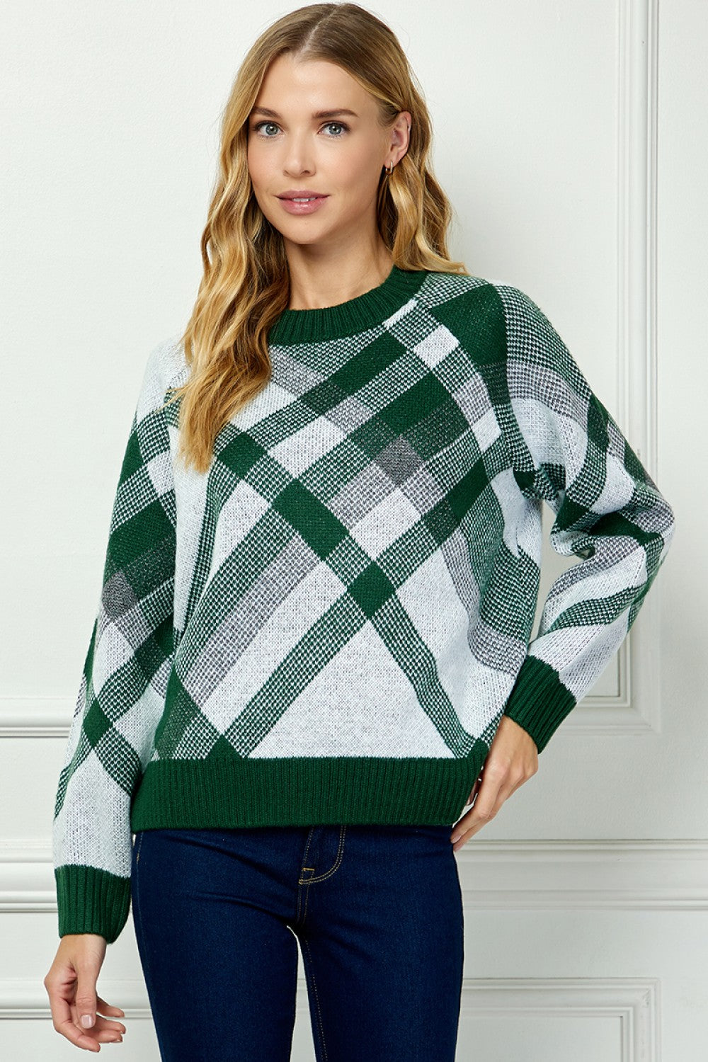 Long Sleeve Jacquard Sweater Top