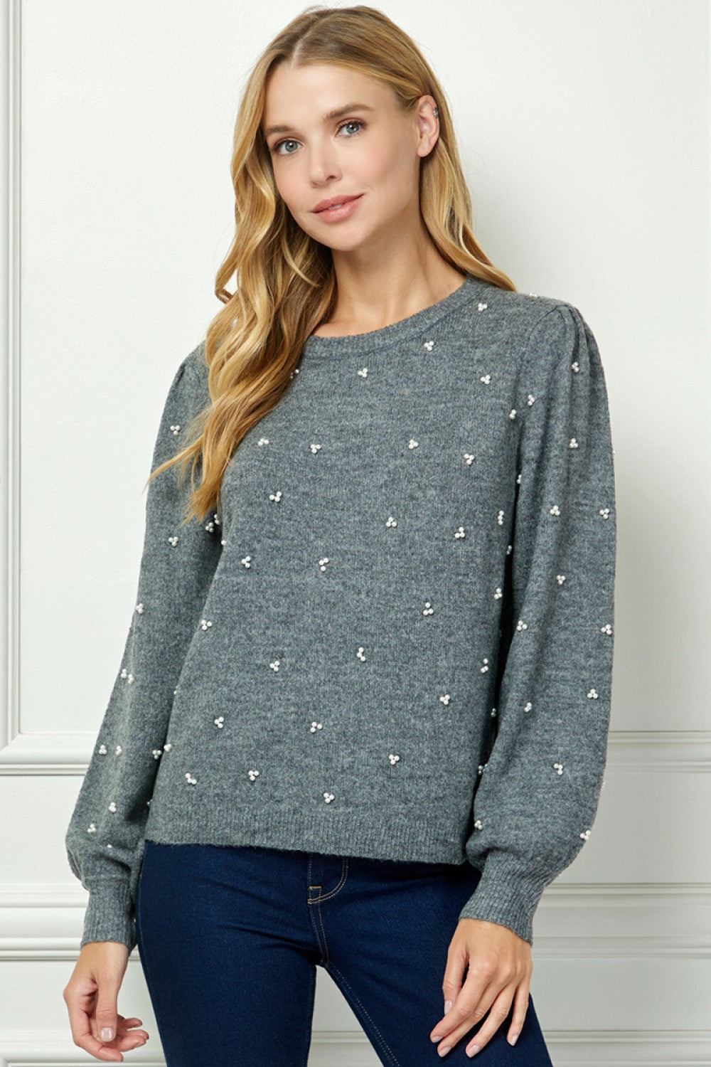 Pearled Detail Sweater Top