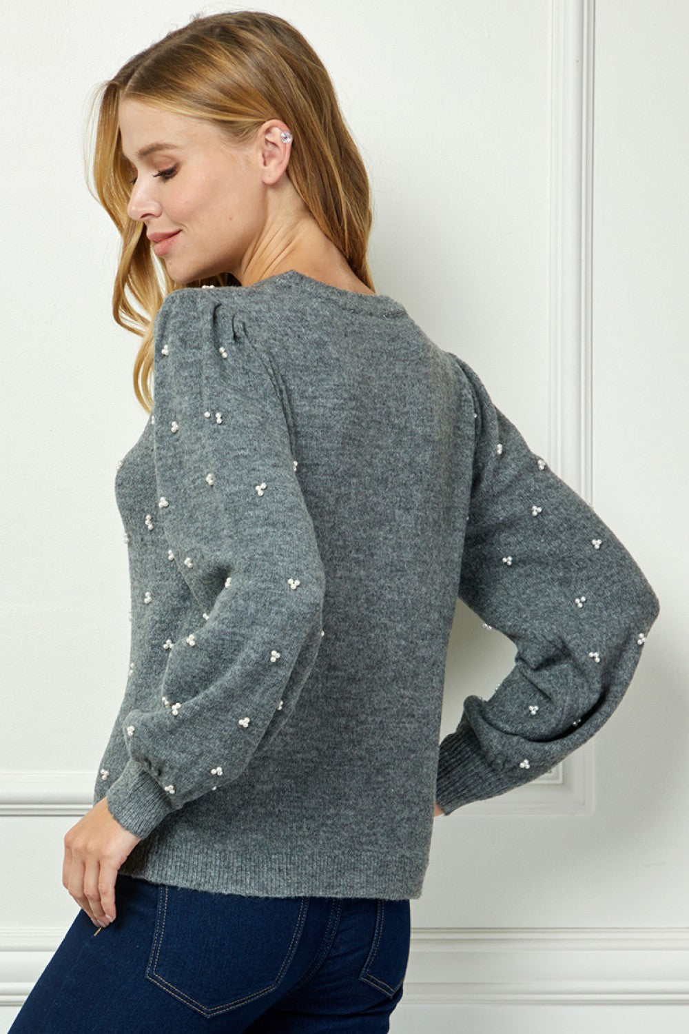 Pearled Detail Sweater Top