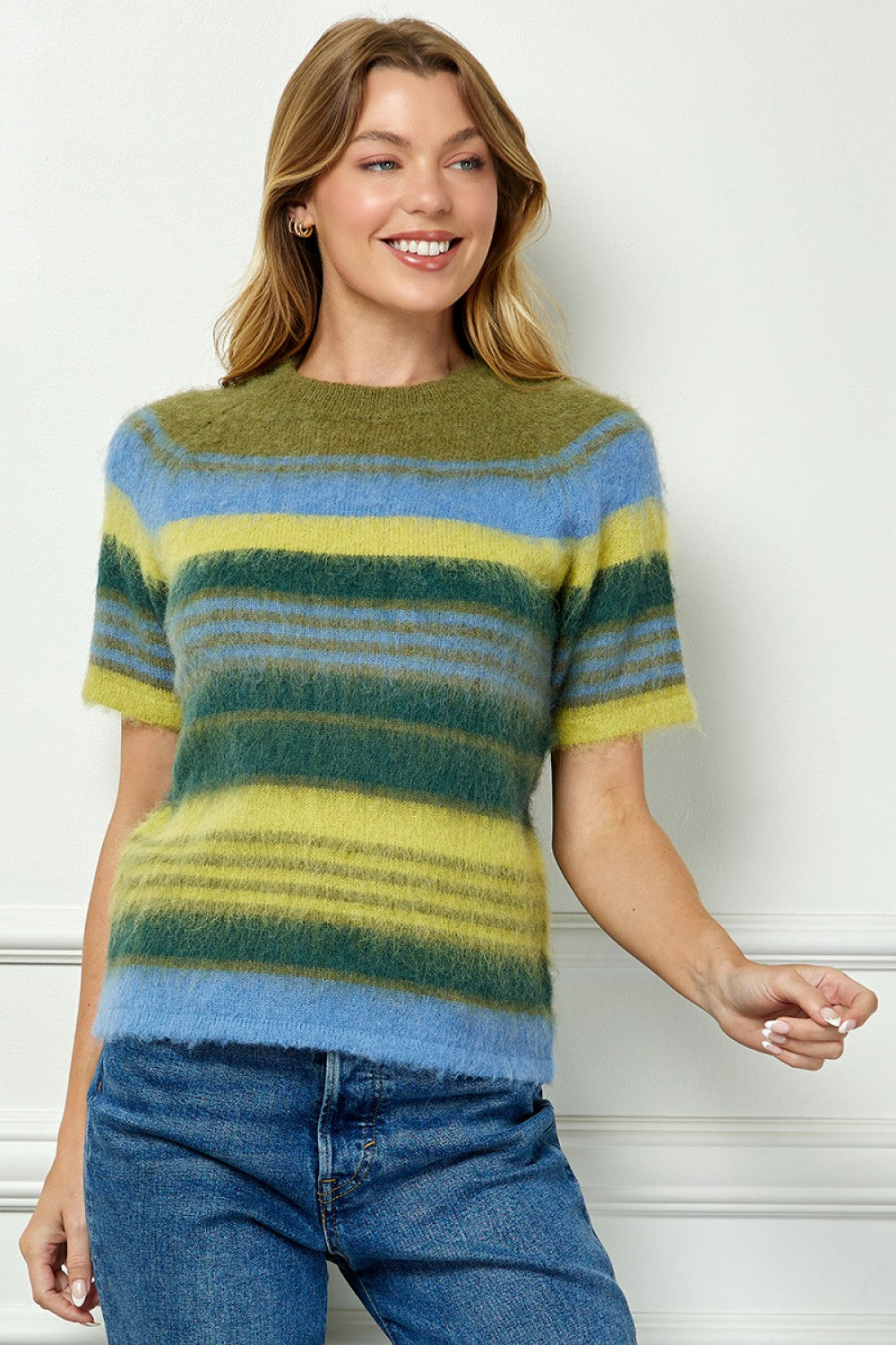 Fuzzy Short Sleeve Sweater