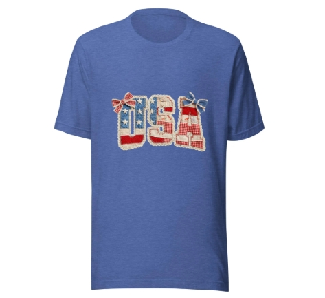 USA T-shirt with Faux Quilting