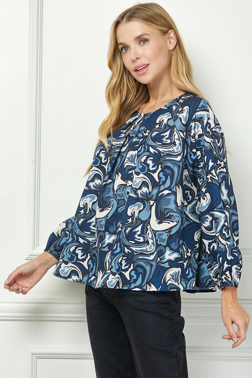 Printed Dolman Sleeve Blouse Top