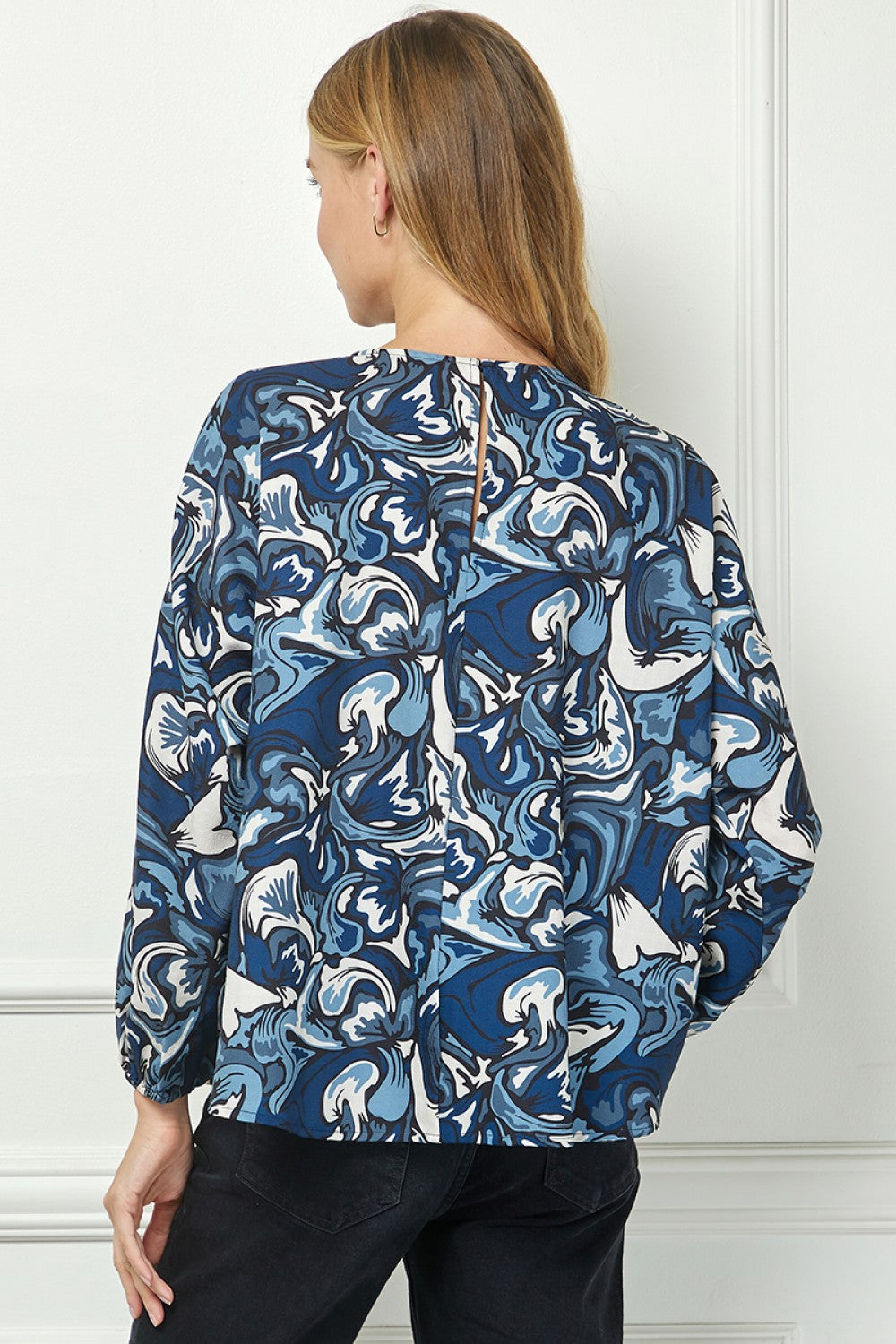 Printed Dolman Sleeve Blouse Top