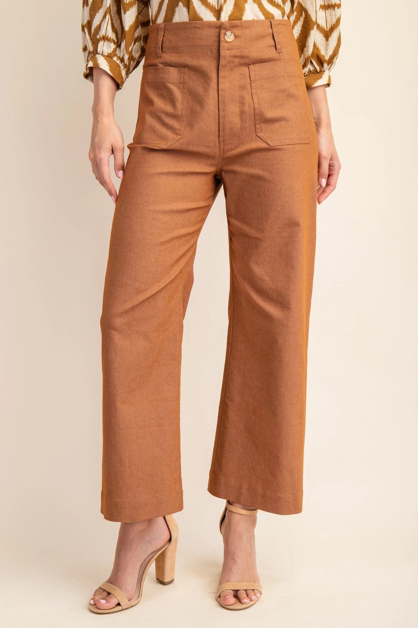 Ankle Cropped Pants in Stretchy Denim-Like