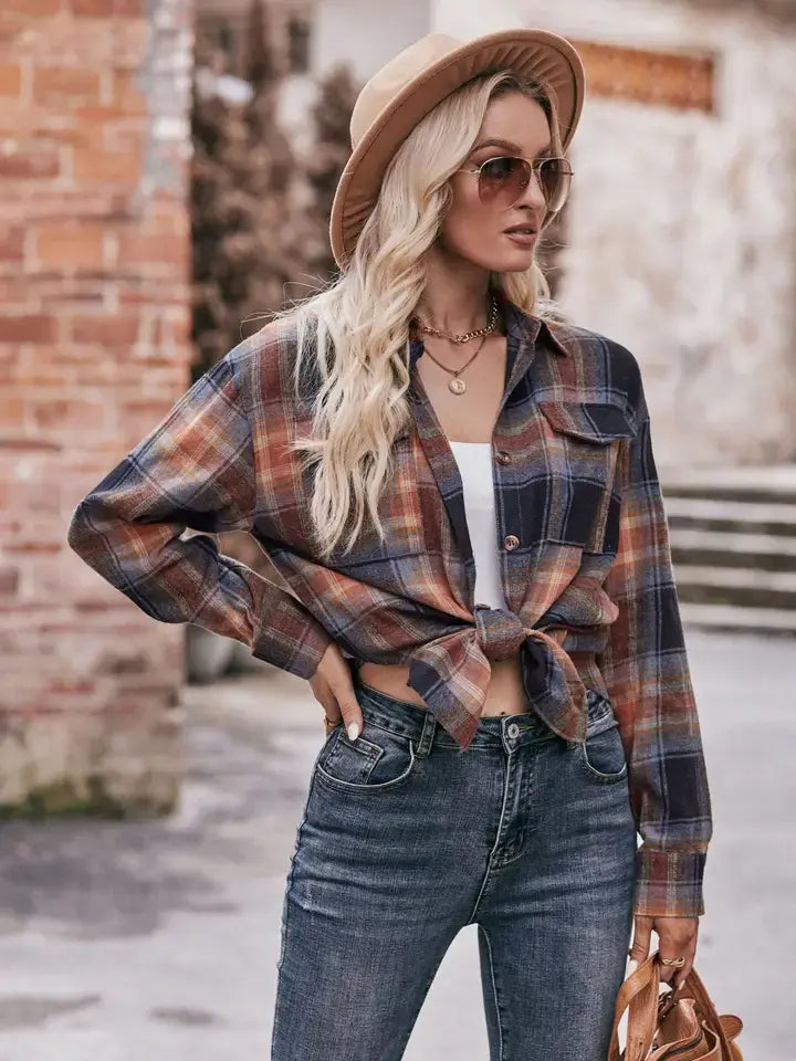 Oversized Plaid Button Down Shirt