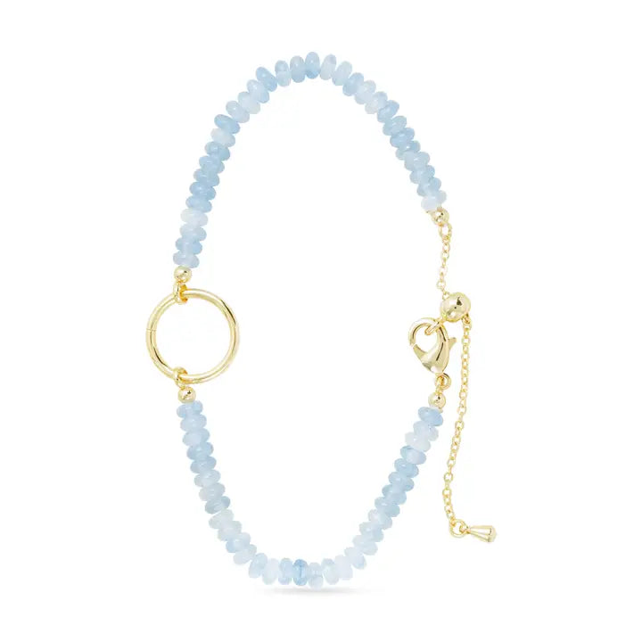 Gold Stone with Charm Clasp Bracelet