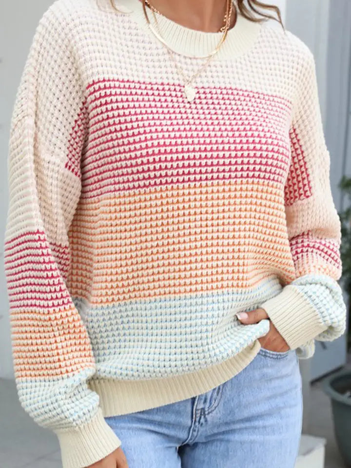 Crew Neck Color Block Sweater