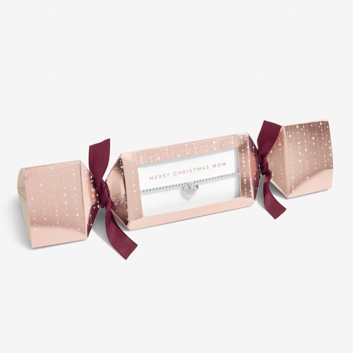 Christmas Gift Box 'Merry Christmas Mom' Bracelet in Silver Plating