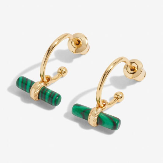 Aura Malachite Bar Hoop Earrings