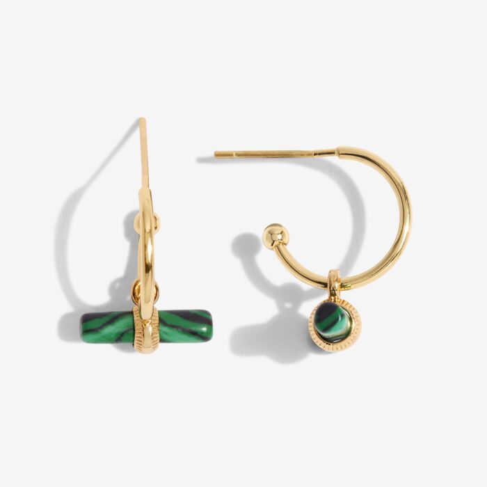 Aura Malachite Bar Hoop Earrings