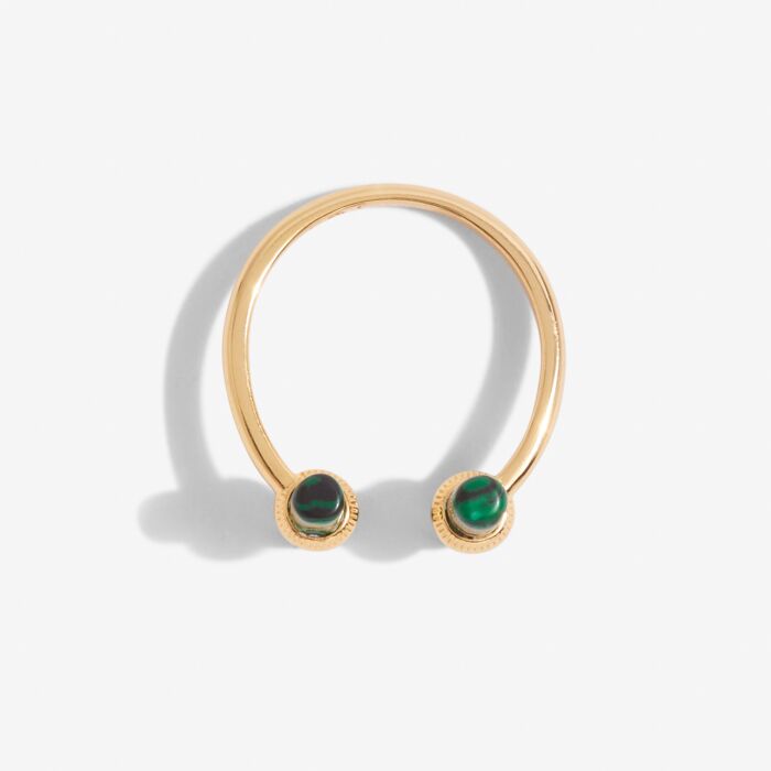 Aura Malachite Bar Ring in Gold-Tone Plating