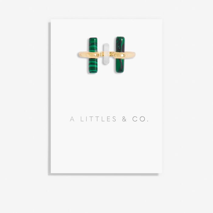 Aura Malachite Bar Ring in Gold-Tone Plating