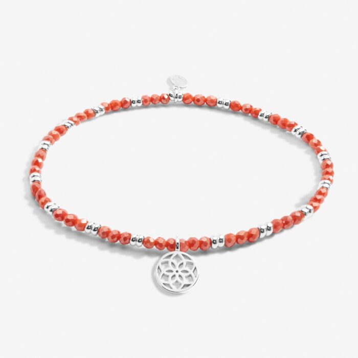 Boho Beads Dreamcatcher Bracelet in Coral and Silver Plating