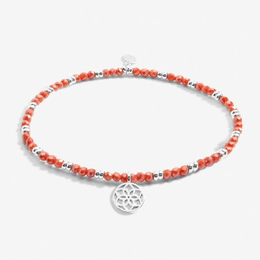 Boho Beads Dreamcatcher Bracelet in Coral and Silver Plating
