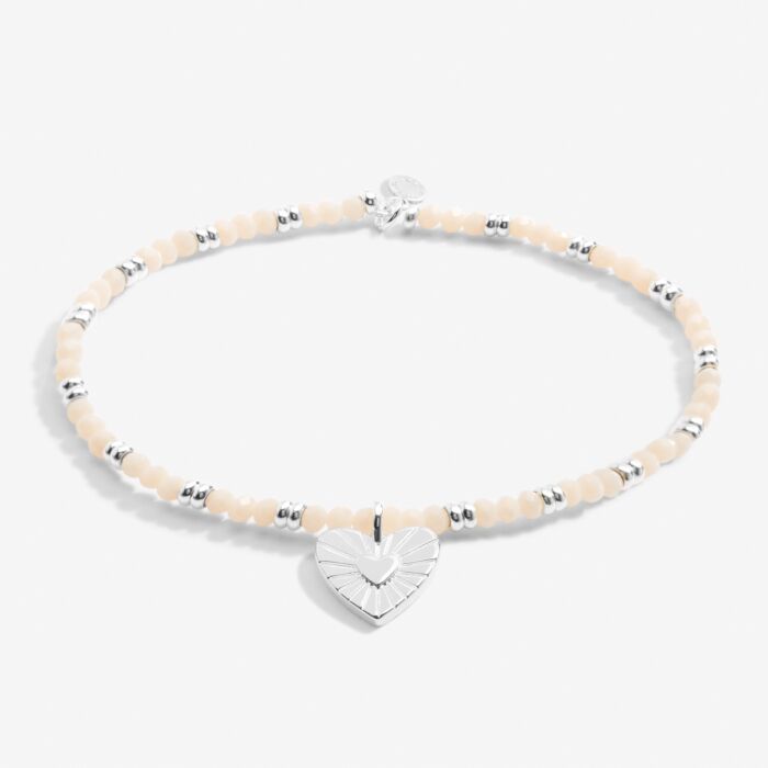 Boho Beads Heart Bracelet in White and Silver Plating
