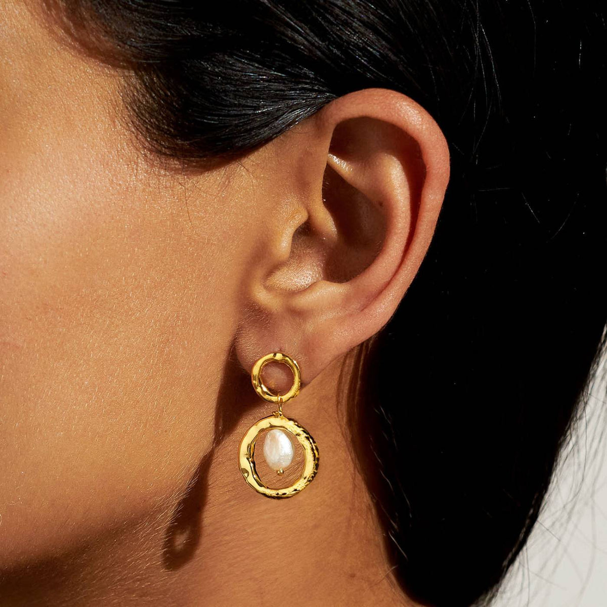 Solaria Baroque Pearl Hoop Earrings