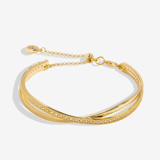 Crossover Bangle Bracelet Bar In Gold-Tone Plating