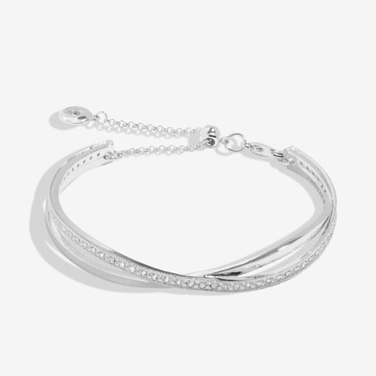 Crossover Bangle Bracelet Bar In Silver Plating