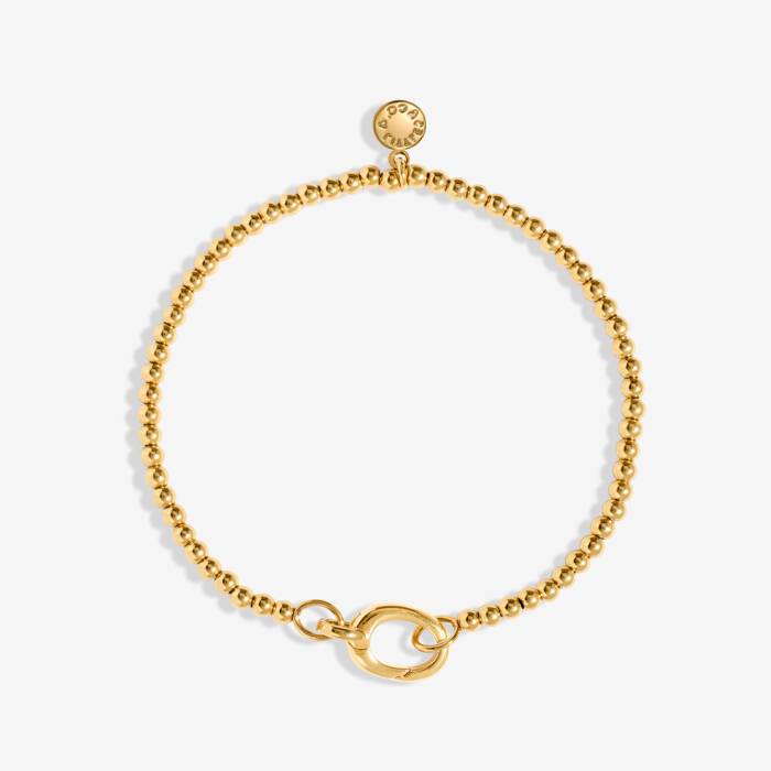 1 Charm Clasp 3mm Stretch Bracelet in Gold-Tone Plating