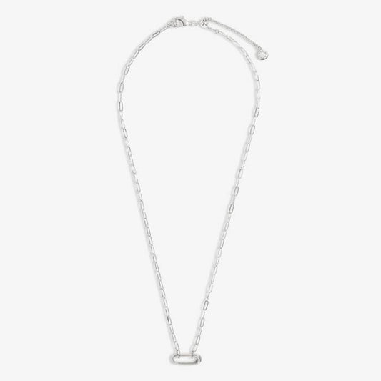 1 Charm Clasp Paperclip Chain Necklace In Silver Plating