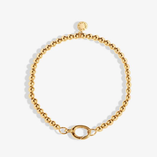 1 Charm Clasp 4mm Stretch Bracelet in Gold-Tone Plating