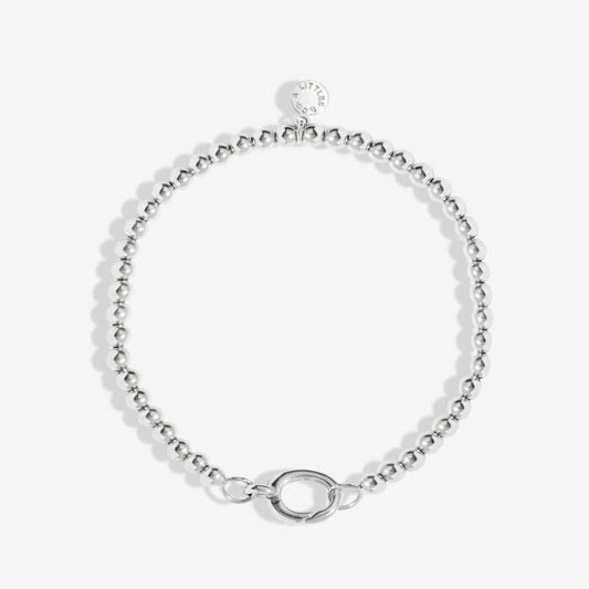 1 Charm Clasp 4mm Stretch Bracelet in Silver Plating