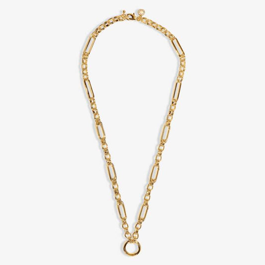 7 Charm Clasps Chunky Oval Chain Necklace in Gold-Tone Plating