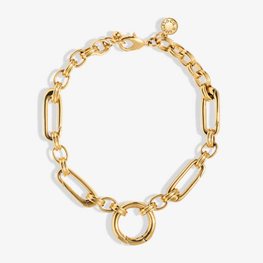 5 Charm Clasps Chunky Oval Chain Bracelet in Gold-Tone Plating