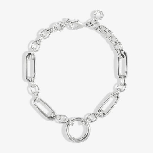 5 Charm Clasps Chunky Oval Chain Bracelet in Silver Plating