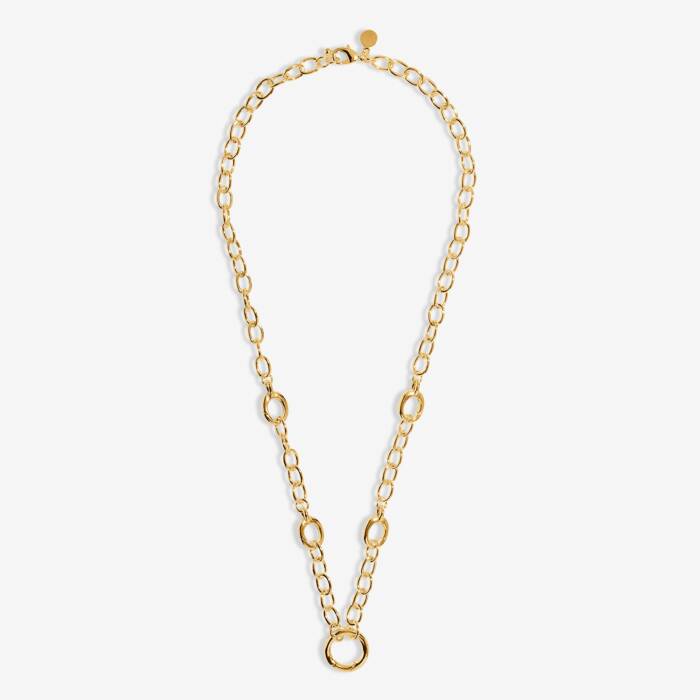 5 Charm Clasps Chunky Cable Chain Necklace in Gold-Tone Plating