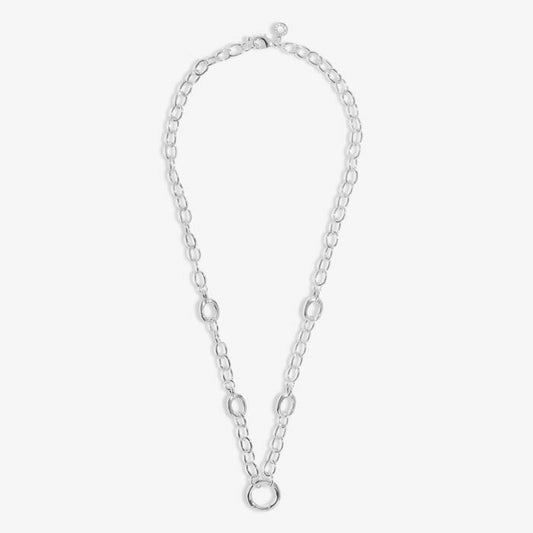 5 Charm Clasps Chunky Cable Chain Necklace in Silver Plating