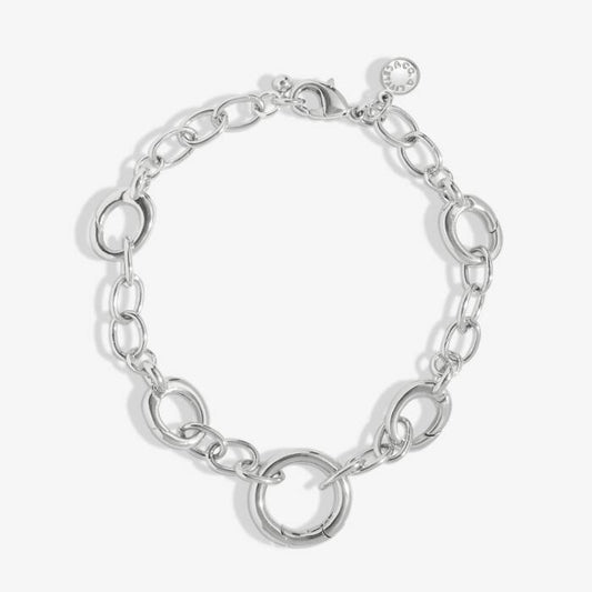 5 Charm Clasps Chunky Cable Chain Bracelet in Silver Plating