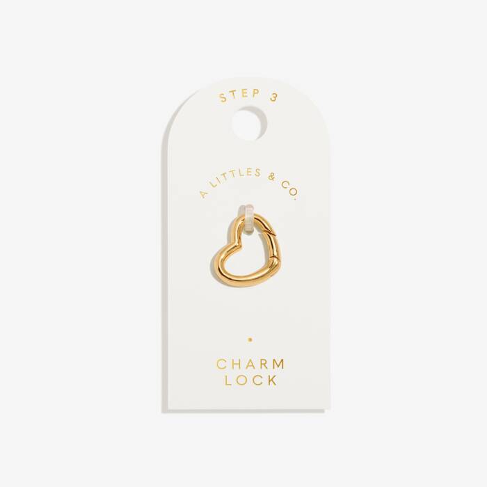 Heart Charm Lock In Gold-Tone Plating