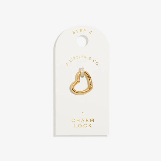 Heart Charm Lock In Gold-Tone Plating
