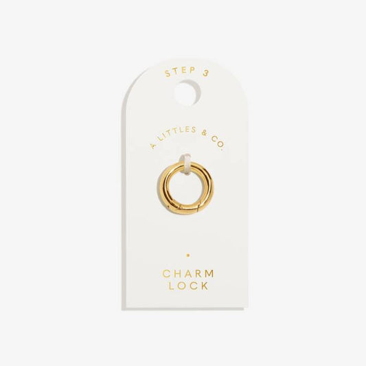 Round Charm Lock In Gold-Tone Plating