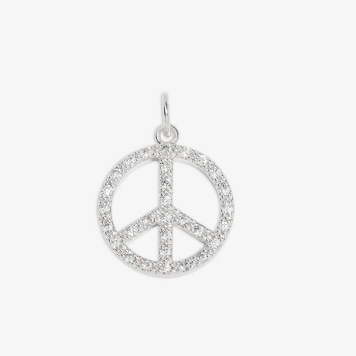 Peace Medium Charm In Silver Plating