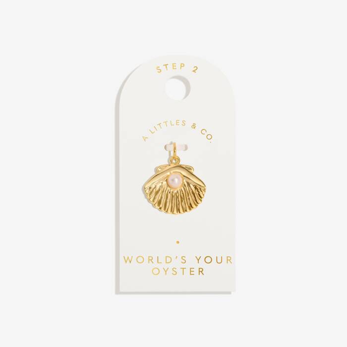 World's Your Oyster Medium Charm In Gold-Tone Plating