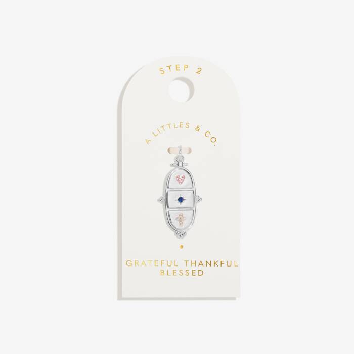 Grateful Thankful Blessed Large Charm In Silver Plating