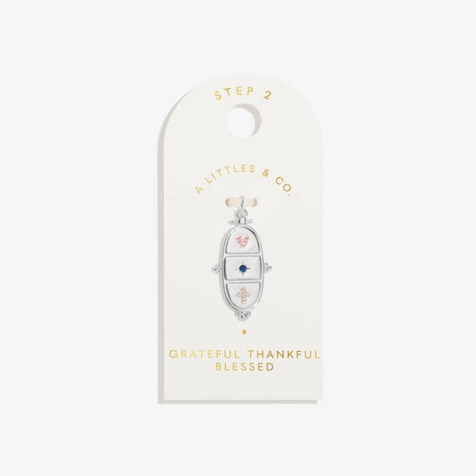 Grateful Thankful Blessed Large Charm In Silver Plating