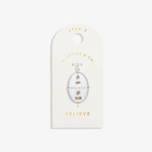 Believe Large Charm In Silver Plating