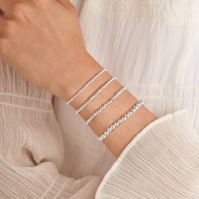 3mm Bead Stacking Bracelet Silver